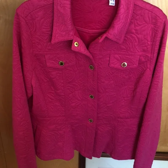 Fuschia Isaac Mizrahi Live Peplum Jacket - L/XL - Picture 4 of 9